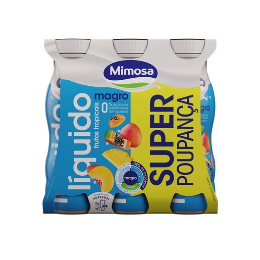 MIMOSA Iogurte Líquido Magro Frutos Tropicais Super Poupança 6x151 ml