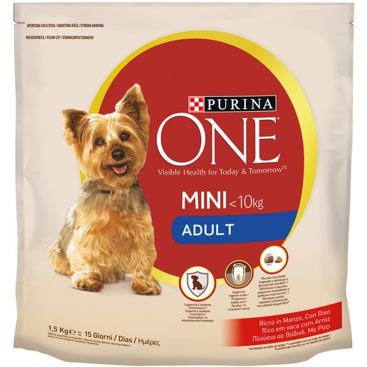 PURINA ONE MINI Ração para Cão Adulto Pequeno Rica em Vaca 1,5 kg